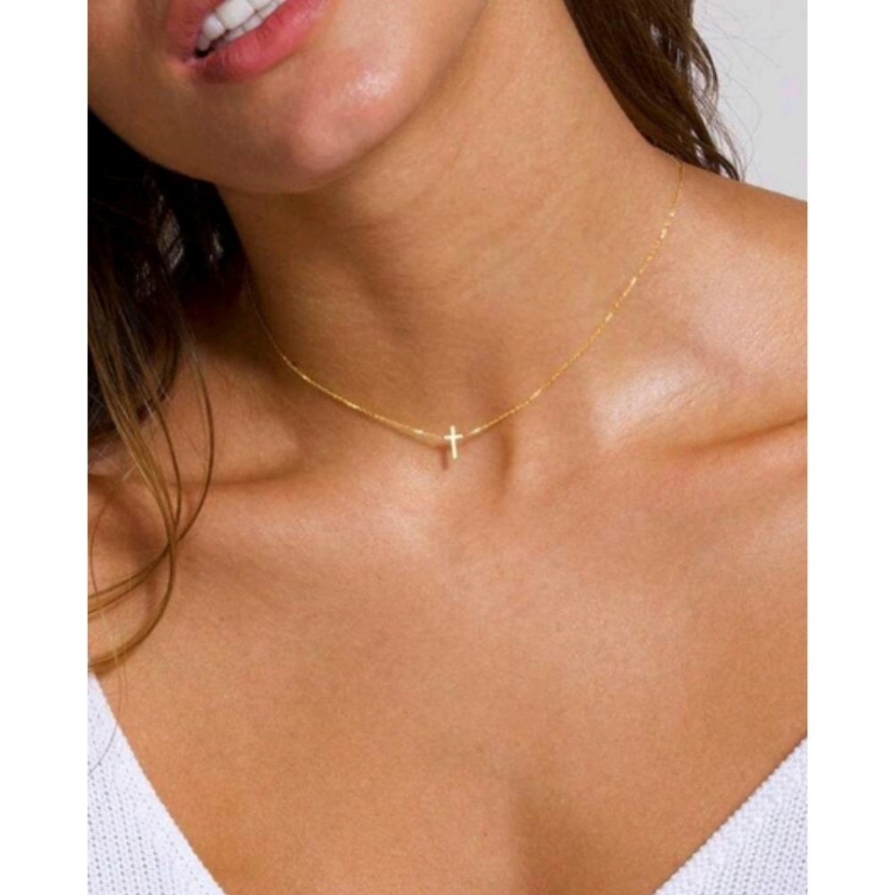 Anthropologie Ruth Dainty Cross Layered Minimalist Chain Necklace